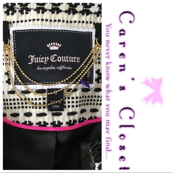 Juicy Couture Black & White Embroidered Cropped Bolero Blazer Jacket - Picture 7 of 8